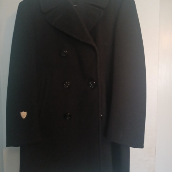 Classic Black Double-Breasted Men's Coat - Picture 1 of 5